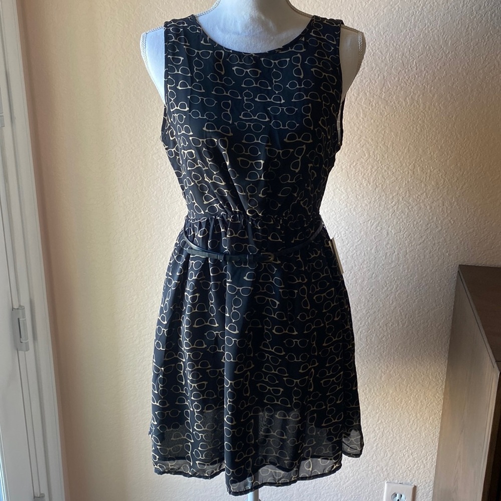 Forever 21 - Black/Tan Glasses Print Dress - Size M